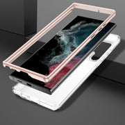 Suitable for Samsung S23 series TPU and PC two in one anti drop phone case S22 Ultra electroplated pink marble eprolo