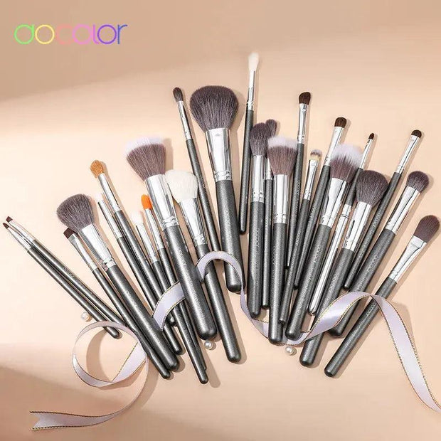 Docolor 25Pcs Makeup Brushes Set Professional Natural Hair Foundation Powder Blush Eyeshadow Face Blending Make up Brushes - Sunny Side Store