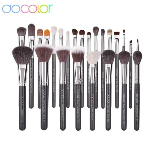 Docolor 25Pcs Makeup Brushes Set Professional Natural Hair Foundation Powder Blush Eyeshadow Face Blending Make up Brushes - Sunny Side Store