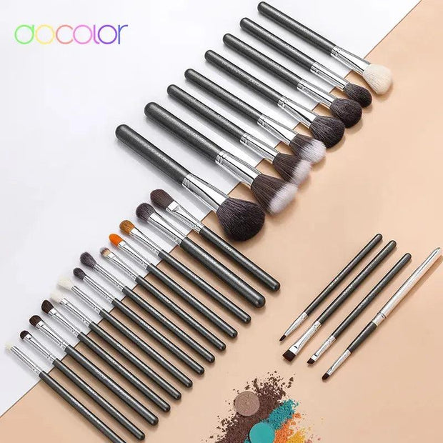 Docolor 25Pcs Makeup Brushes Set Professional Natural Hair Foundation Powder Blush Eyeshadow Face Blending Make up Brushes - Sunny Side Store