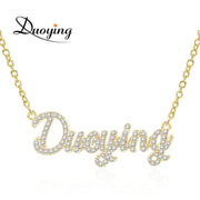 Duoying Initial Letters Pendant 925 Sterling Silver Zirconia Necklaces Women Personalized Rhinestone Necklace with Names - Sunny Side Store