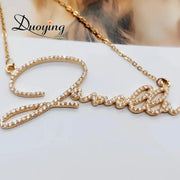 Duoying Initial Letters Pendant 925 Sterling Silver Zirconia Necklaces Women Personalized Rhinestone Necklace with Names - Sunny Side Store