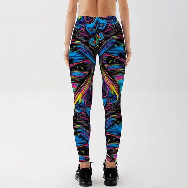 Psychedelic Style Colorful Vortex Printed Leggings Women Summer High Waist Sexy Fitness Leggings Trousers Long Pants - Sunny Side Store Sunny Side Store  8.53