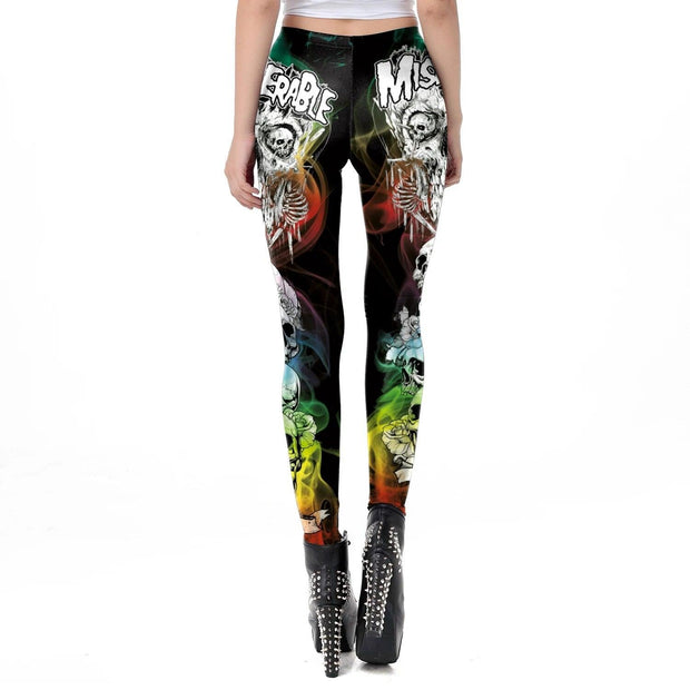 [You're My Secret] 2021 Gothic Skull Legging Women Halloween Miserable Ghost Leggings For Fitness High Waist Leggins Ankle Pants - Sunny Side Store Sunny Side Store  8.57