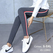 High Quality Cotton Leggings Side stripes Women Casual Legging Pant Plus Size 5XL High Waist Fitness Leggins Plump Female - Sunny Side Store Sunny Side Store  10.44