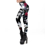 [You're My Secret] 2021 Mid Waist Legging Hallween Skull Series Leggings For Fitness Gothic Fitness Pencil Pants Women's Black - Sunny Side Store Sunny Side Store  8.11