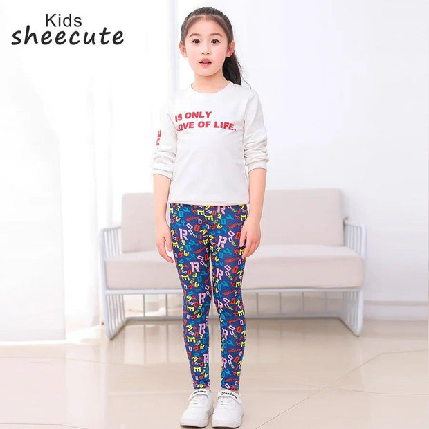 SheeCute Girls Spring Autumn Full Length Printing Skinny Leggings SC1752-C - Sunny Side Store Sunny Side Store  6.65