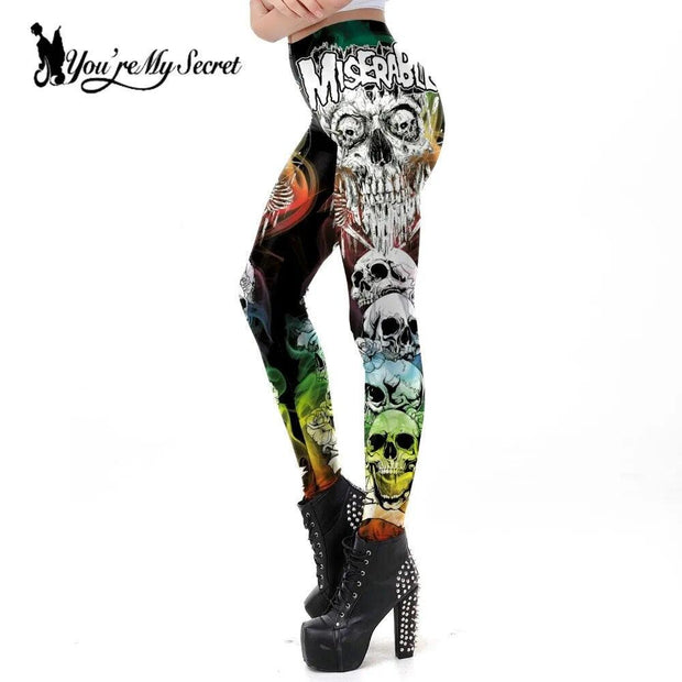 [You're My Secret] 2021 Gothic Skull Legging Women Halloween Miserable Ghost Leggings For Fitness High Waist Leggins Ankle Pants - Sunny Side Store Sunny Side Store  8.57