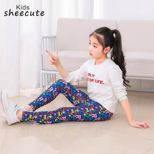 SheeCute Girls Spring Autumn Full Length Printing Skinny Leggings SC1752-C - Sunny Side Store Sunny Side Store  6.65