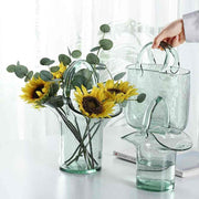 Nordic Creative Shopping Basket Glass Vase Transparent Bag Decoration Simple Hydroponic Flower Arrangement Vase Table Decoration - Sunny Side Store