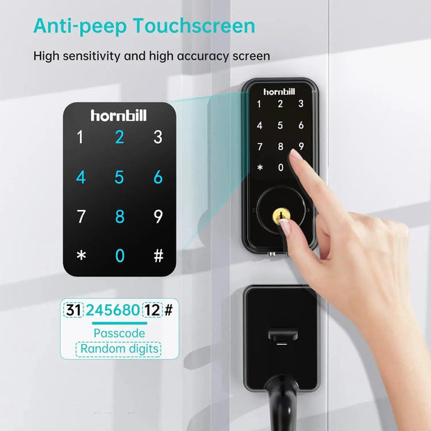 Hornbill Smart Deadbolt Door Lock Electronic Remote Control With Gateway Wifi Hub TTLock Keyless Entry Front Locks For Home Safe - Sunny Side Store