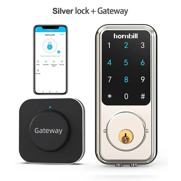 Hornbill Smart Deadbolt Door Lock Electronic Remote Control With Gateway Wifi Hub TTLock Keyless Entry Front Locks For Home Safe - Sunny Side Store