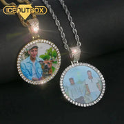 Hot Custom Photo Pendant Necklace Personality Men's Hip Hop Jewelry With 4mm Tennis Chain Cubic Zircon Gold Silver 585 Rose Gold - Sunny Side Store