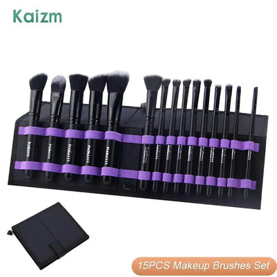 Kaizm Makeup Brushes Set 15Pcs Professional Foundation Eye Shadow Powder Concealer Sculpting Beauty Brushes Tools Kit With Bags - Sunny Side Store