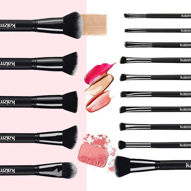 Kaizm Makeup Brushes Set 15Pcs Professional Foundation Eye Shadow Powder Concealer Sculpting Beauty Brushes Tools Kit With Bags - Sunny Side Store