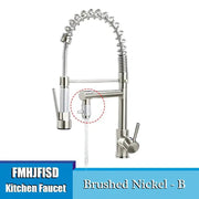 Kitchen Sink Faucet Dual Spout 360 Degree Rotation Spring Pull Down Sprayer Deck Mounted Hot and Cold Water Mixer Taps torneira - Sunny Side Store