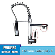 Kitchen Sink Faucet Dual Spout 360 Degree Rotation Spring Pull Down Sprayer Deck Mounted Hot and Cold Water Mixer Taps torneira - Sunny Side Store