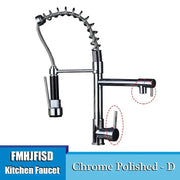 Kitchen Sink Faucet Dual Spout 360 Degree Rotation Spring Pull Down Sprayer Deck Mounted Hot and Cold Water Mixer Taps torneira - Sunny Side Store