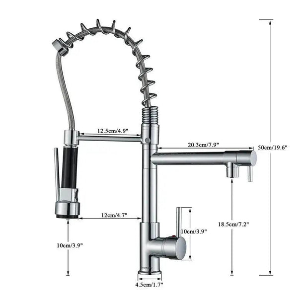 Kitchen Sink Faucet Dual Spout 360 Degree Rotation Spring Pull Down Sprayer Deck Mounted Hot and Cold Water Mixer Taps torneira - Sunny Side Store