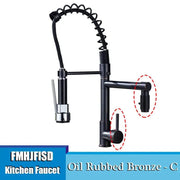 Kitchen Sink Faucet Dual Spout 360 Degree Rotation Spring Pull Down Sprayer Deck Mounted Hot and Cold Water Mixer Taps torneira - Sunny Side Store