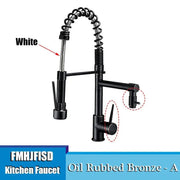 Kitchen Sink Faucet Dual Spout 360 Degree Rotation Spring Pull Down Sprayer Deck Mounted Hot and Cold Water Mixer Taps torneira - Sunny Side Store