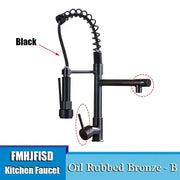 Kitchen Sink Faucet Dual Spout 360 Degree Rotation Spring Pull Down Sprayer Deck Mounted Hot and Cold Water Mixer Taps torneira - Sunny Side Store