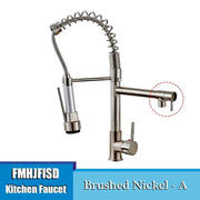 Kitchen Sink Faucet Dual Spout 360 Degree Rotation Spring Pull Down Sprayer Deck Mounted Hot and Cold Water Mixer Taps torneira - Sunny Side Store