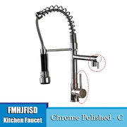 Kitchen Sink Faucet Dual Spout 360 Degree Rotation Spring Pull Down Sprayer Deck Mounted Hot and Cold Water Mixer Taps torneira - Sunny Side Store