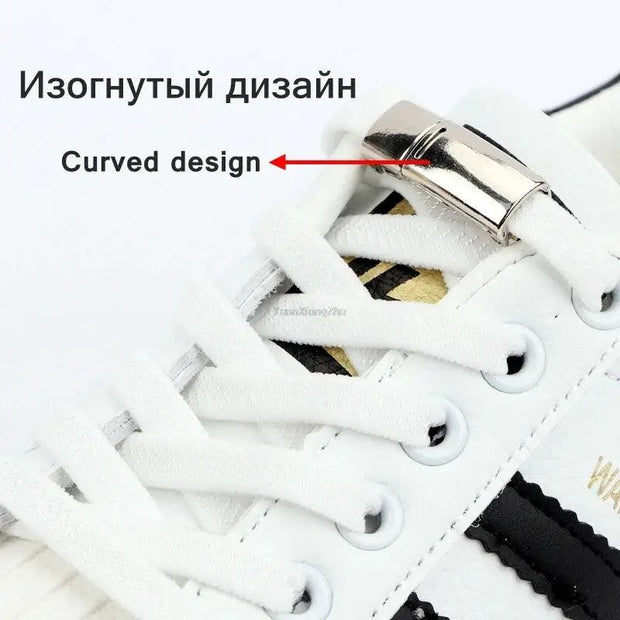 Magnetic lock Shoe laces Elastic No tie Shoelaces Sneakers Shoelace Kids Adult Laces Rainbow Lock One Size Fits All Shoes - Sunny Side Store