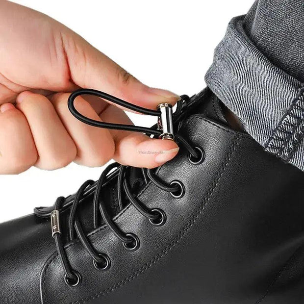 Metal lock Elastic Shoe laces without ties Round No tie Shoelaces Boot Sneakers Shoelace Kids Adult Quick Lazy Laces for Shoes - Sunny Side Store