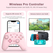 PXN Controller for Nintendo Switch Gamepads for PC iOS 16 Bluetooth Wireless for Switch Lite/PC USB Data Cable Remote NFC Pink - Sunny Side Store