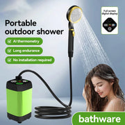 Portable Camping Tent Shower Pump RV Outdoor Shower Kit W/Full Screen Intelligent Digital Display Adjustable 6000mAh Shower Kit