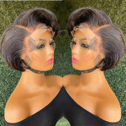 Short Pixie Cut Wig Human Hair Wigs Straight Lace Front Wig Short Bob Wigs 13x1 Side Part For Black Women Transparent Lace Wig - Sunny Side Store