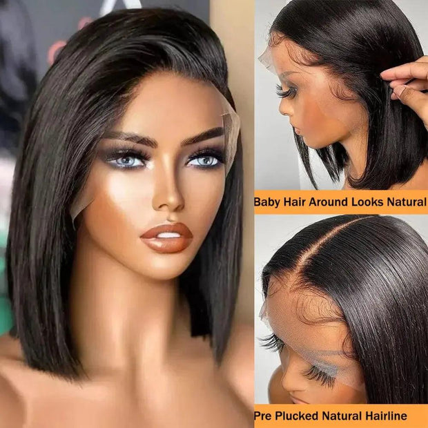 Wiggogo Short Bob Wig Lace Front Human Hair Wigs 13X4 Straight Lace Front Wigs Brazilian Transparent Lace Frontal Wig Human Hair - Sunny Side Store