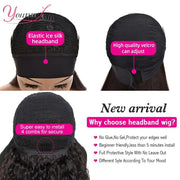 Younsolo Headband Wig Human Hair Wigs Brazilian Water Wave Wigs Black Women Curly Human Hair Highlight Headband Wig Glueless - Sunny Side Store