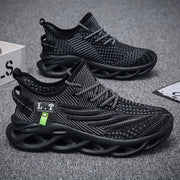 Ultra Comfort Men's Knit Running Shoes - Breathable, Shock-Absorbing, Soft Sole, Lace-Up Design for Outdoor Jogging, Spring and Summer - Ideal for Casual Athletes and Fitness Enthusiasts