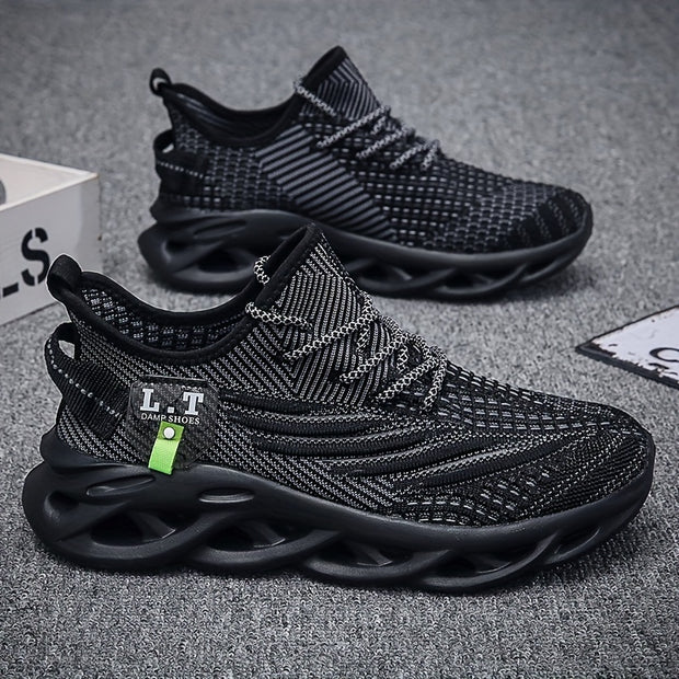 Ultra Comfort Men's Knit Running Shoes - Breathable, Shock-Absorbing, Soft Sole, Lace-Up Design for Outdoor Jogging, Spring and Summer - Ideal for Casual Athletes and Fitness Enthusiasts