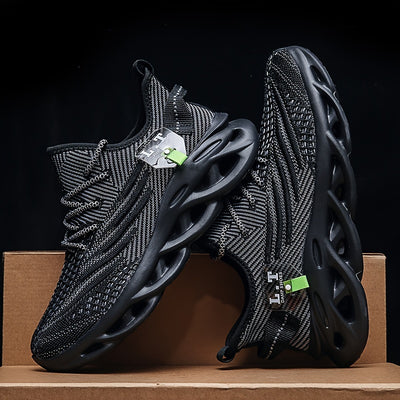 Ultra Comfort Men's Knit Running Shoes - Breathable, Shock-Absorbing, Soft Sole, Lace-Up Design for Outdoor Jogging, Spring and Summer - Ideal for Casual Athletes and Fitness Enthusiasts