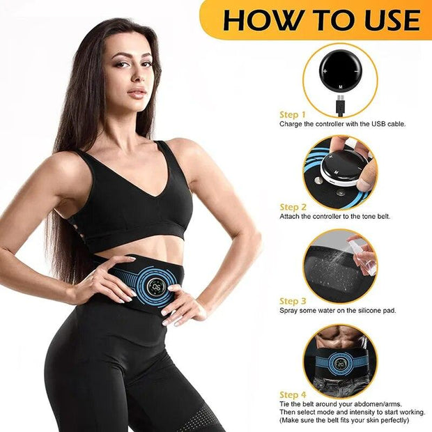 Abdominal Muscle Stimulator Massage Slimming Belt EMS Trainer Belt Smart USB Recharge Thin Waist Weight Lose Fitness Massager - Sunny Side Store Sunny Side Store  14.13