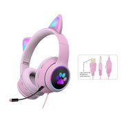 AKZ-022 RGB Luminous Cat Ear Headset Wired Headset Gaming Computer Learning Headset - Sunny Side Store