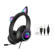 AKZ-022 RGB Luminous Cat Ear Headset Wired Headset Gaming Computer Learning Headset - Sunny Side Store