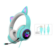 AKZ-022 RGB Luminous Cat Ear Headset Wired Headset Gaming Computer Learning Headset - Sunny Side Store