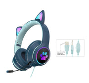 AKZ-022 RGB Luminous Cat Ear Headset Wired Headset Gaming Computer Learning Headset - Sunny Side Store