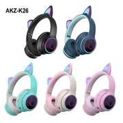 AKZ-K26 Head Mounted Bluetooth Cat Ears Luminous Cute Cool Card Wireless Sports Stereo Headset - Sunny Side Store