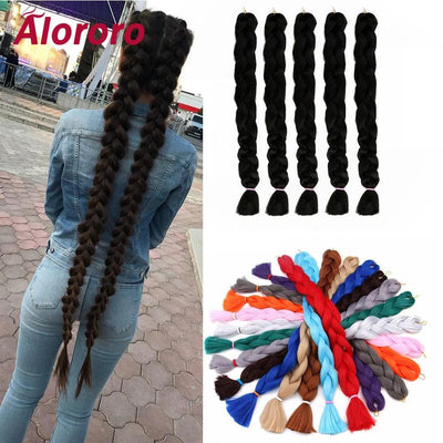 Alororo Pure Braiding Hair Synthetic Hair Extension for Braids 82 inches/165g Black Afro Jumbo Braid Hair - Sunny Side Store Sunny Side Store  5.99