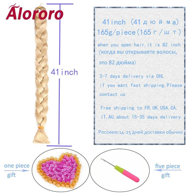 Alororo Pure Braiding Hair Synthetic Hair Extension for Braids 82 inches/165g Black Afro Jumbo Braid Hair - Sunny Side Store Sunny Side Store  5.99