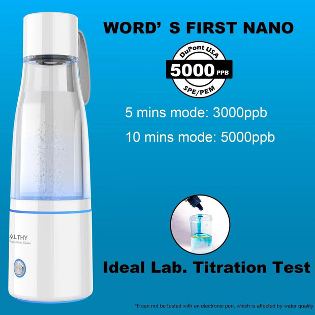 ALTHY Premium Molecular Hydrogen Water Generator Bottle DuPont SPE+PEM Dual Chamber Maker + H2 Inhalation Device 5000ppB Max - Sunny Side Store Sunny Side Store  159.27