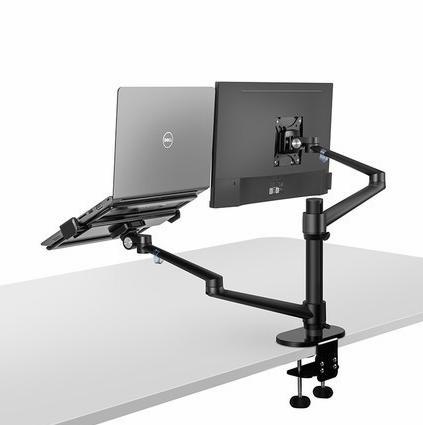 Aluminum Multifunction Ergonomics Desk Laptop Stand Monitor Desktop Holder Computer Full Motion With Column Bar - Sunny Side Store