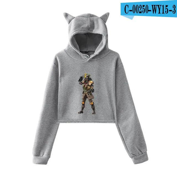 Apex Legends Print Hoodies Sweatshirts Women Cat ears with hood hoodies eprolo