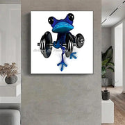 Arthyx,Hand Painted Fitness Frog Animal Oil Painting On Canvas,Modern Abstract Wall Art Picture For Kids Bedroom Home Decoration - Sunny Side Store Sunny Side Store  23.76